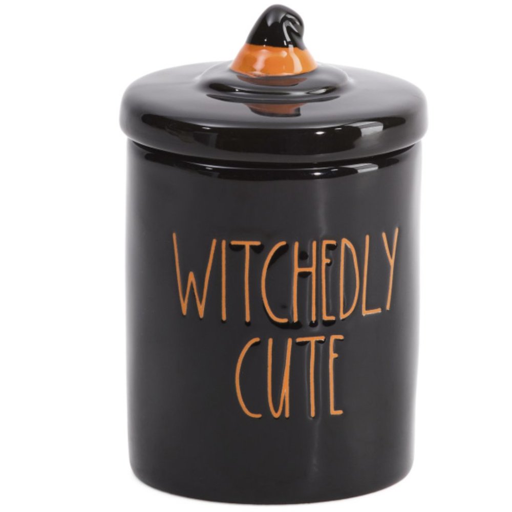 New Rae Dunn Halloween “Witchedly Cute” Jar Canister Crock With Lid